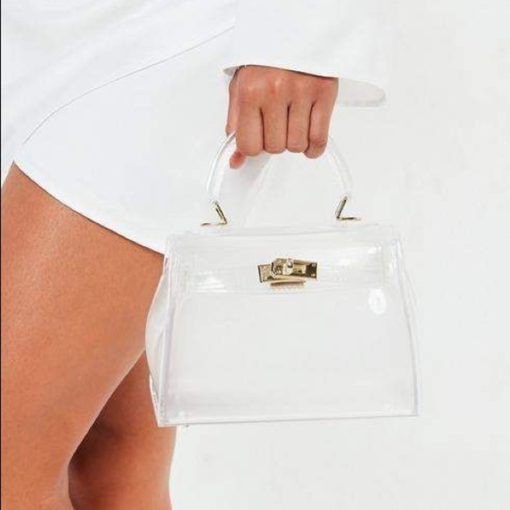 **NEW** clear missguided white transparent mini handbag